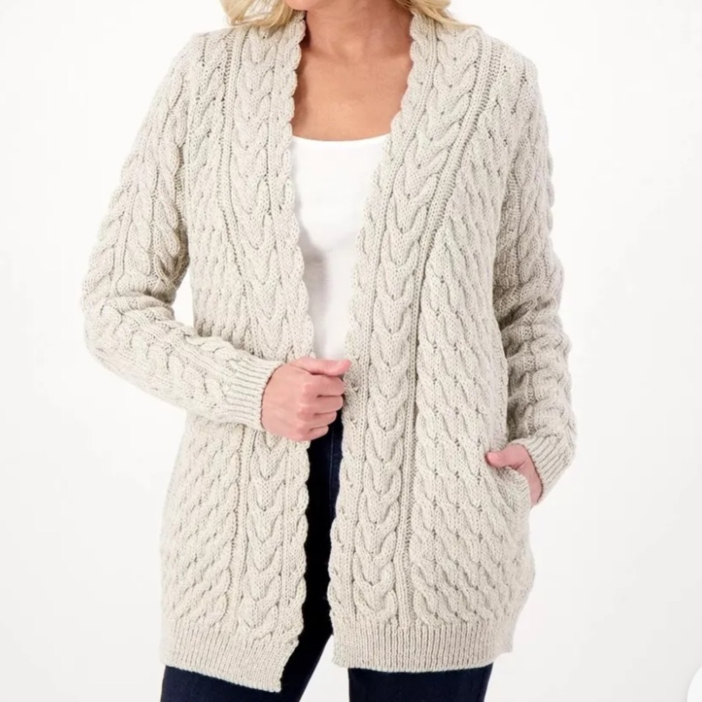 Islander merino Wool Open Front Sweater Cardigan